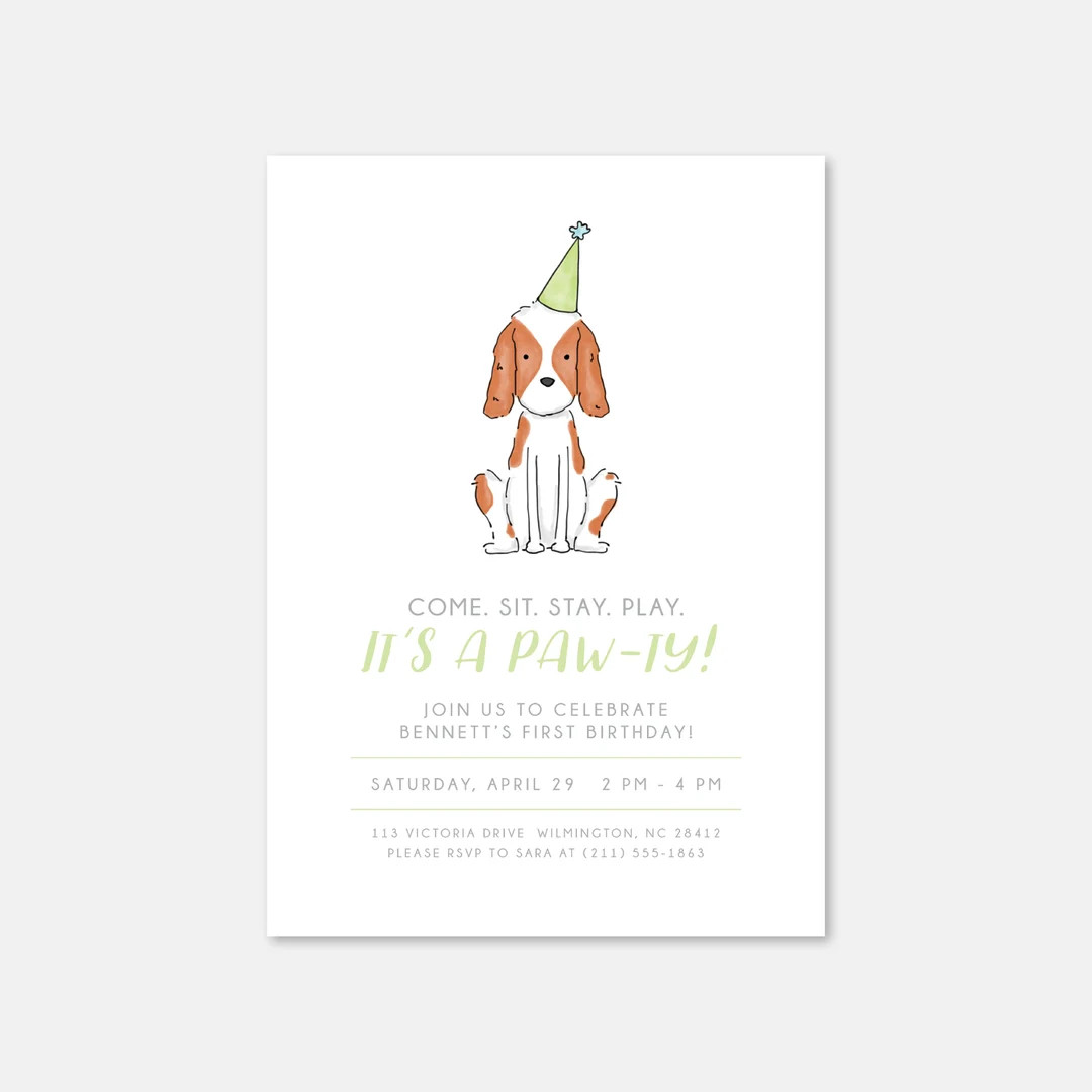 Dog Birthday Party Invitation: Puppy Pawty Theme (Digital File) | Etsy (Global)