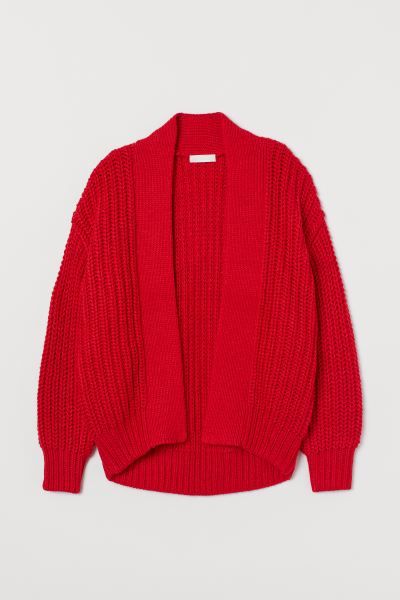 Relaxed-fit cardigan in soft, rib-knit fabric with wool content. Flat-knit lapels, heavily droppe... | H&M (US)