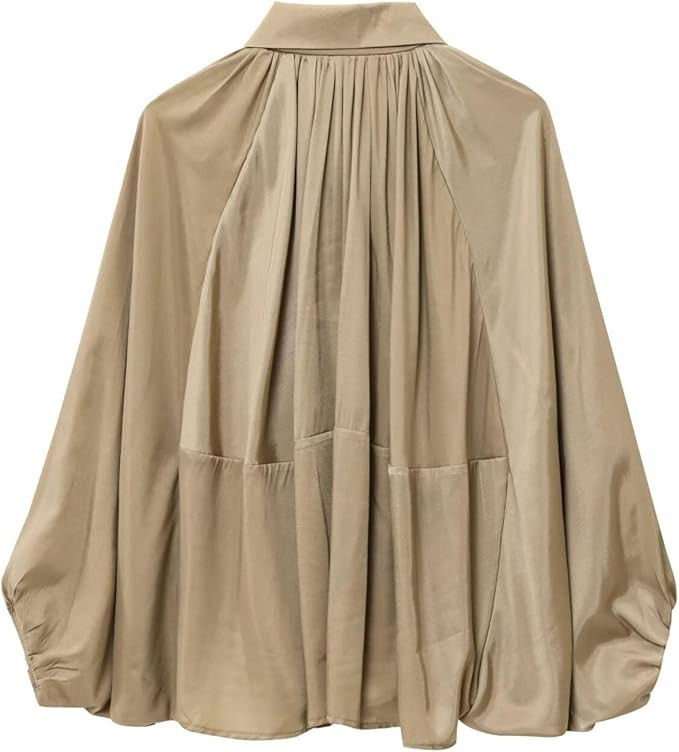 Xunger Women's Puffed Bomber Jacket Oversized Streetwear Casual Batwing Sleeve Lapel Collar Zip F... | Amazon (US)