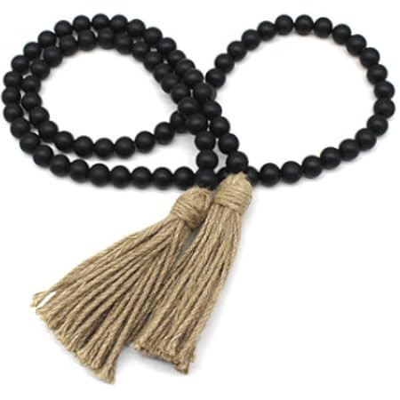LoengMax Wood Bead Garland - Farmhouse Beads with Tassels - Boho Beads Prayer Beads Coffee Table Dec | Amazon (US)