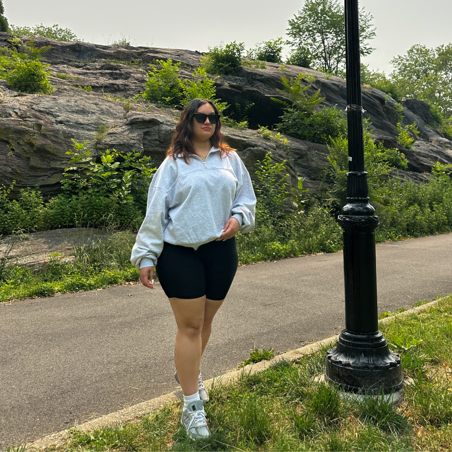 Sporty Chic, Timeless Style, Classic Style, Princess Diana Style, Casual Chic, Casual Style, Casual look, Minimal Style, Street Style, Minimal Street Style, Heather Gray Half Zip PullOver, Biker Shorts, New Balance, Sneakers, New Balance Sneakers, Amazon Fashion, ASOS Style, Princess Polly Style, Midsize Fashion, Midsize Style, Simple Fits, Everyday Outfit , Summer Outfits, Spring Fashion, Spring Style, Spring Outfits, Spring Outfit Ideas. 

#LTKstyletip #LTKfit #LTKcurves