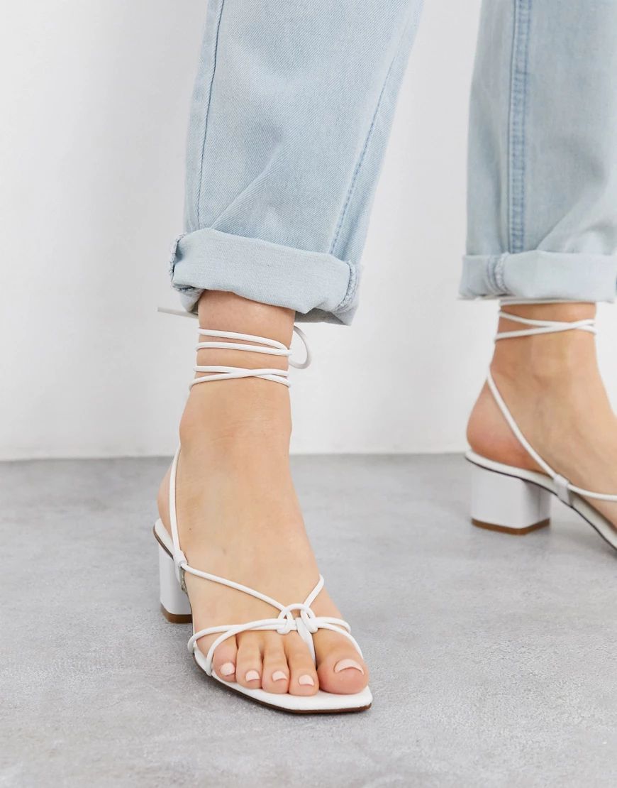 Depp super strappy sandals with square toe in white leather | ASOS (Global)