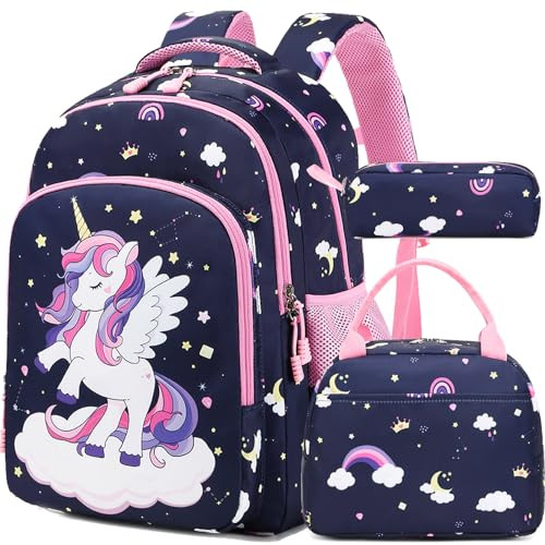 Jumpopack unicorn backpack set with lunch box and pencil case