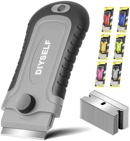 DIYSELF Razor Blade Scraper, 1 Pack Razor Scraper with 15 Razor Blades, Ergonomic Handle, Scraper... | Amazon (US)