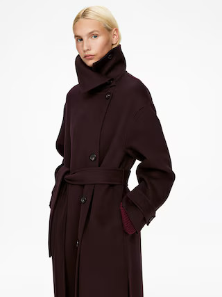 Wool-Blend Funnel-Neck Coat | Arket UK