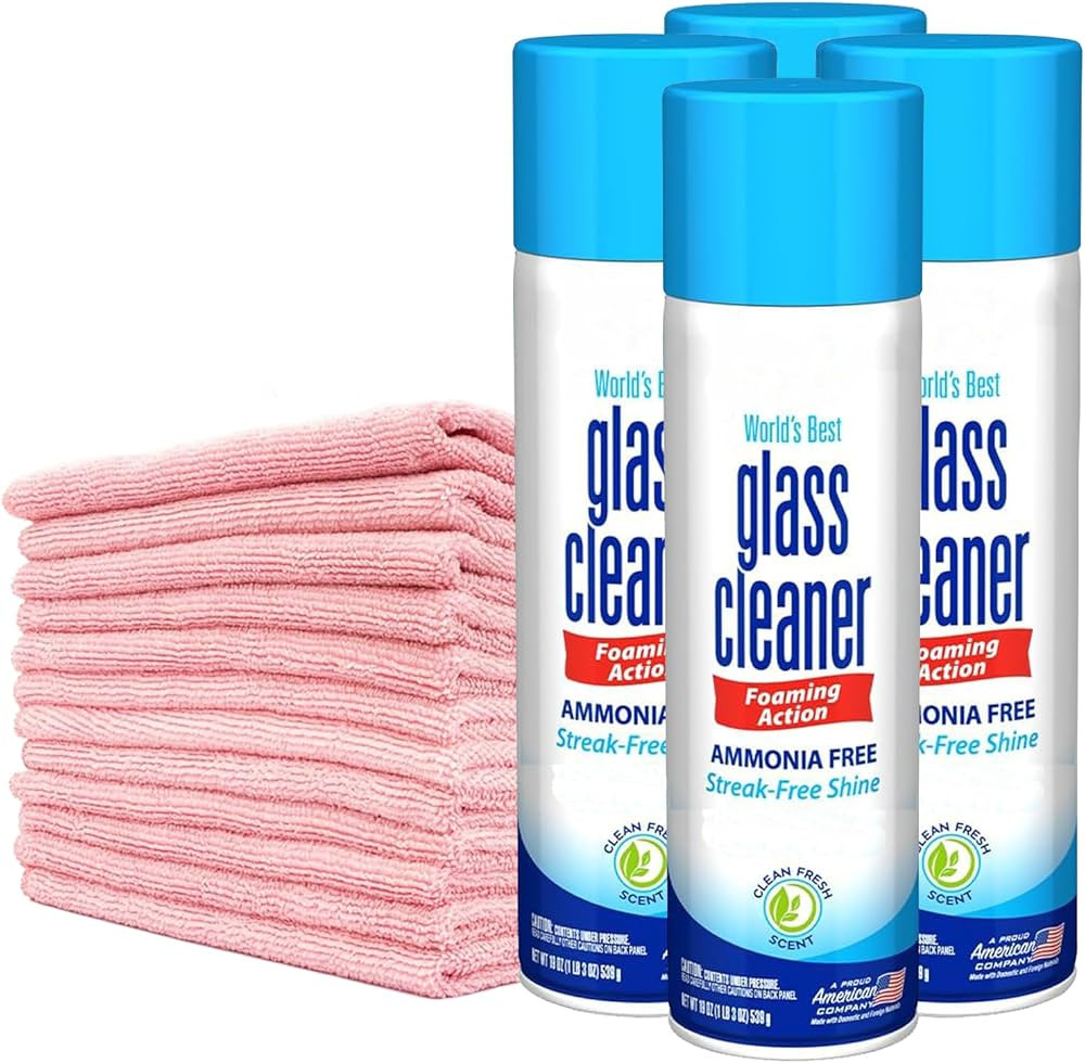 Sprayway' Glass Cleaner Spray - Foam Action Cleaner - 19 Fl Oz, (4 Pack) - Bundle With 10 Premium... | Amazon (US)