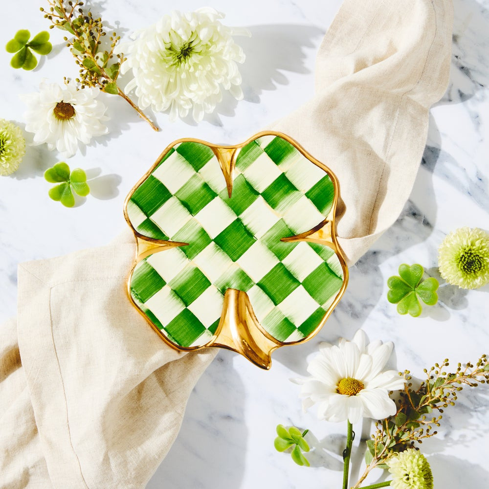 Lucky Check Clover Plate | MacKenzie-Childs