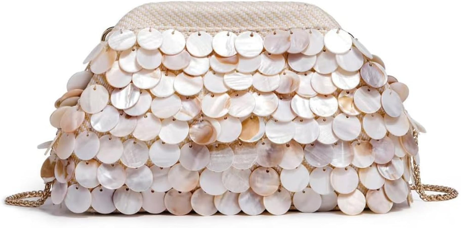 CUXVA Shell Beaded Clutch Handmade Beaded Evening Purses with Chain Luxury Beach Summer Vacation ... | Amazon (US)