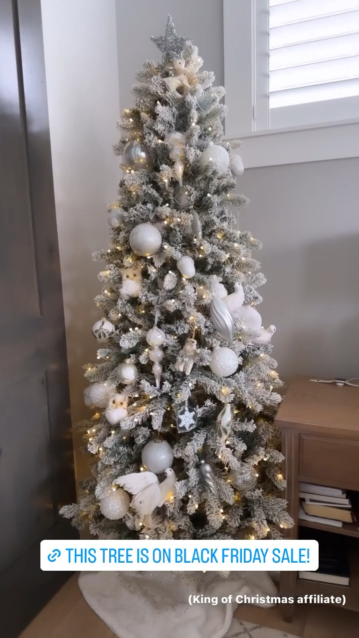 The perfect master bedroom flocked tree! 6 1/2 ft pre lit 

#LTKCyberWeek #LTKSeasonal #LTKHoliday