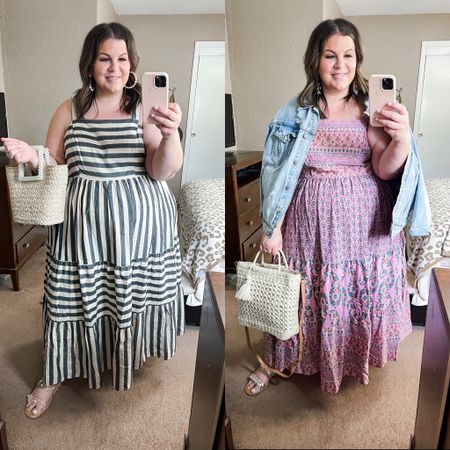 These plus size spring dresses are 20% off today making them under $30! They go up to a size 4X - I’m wearing the 2X here! These are perfect spring dresses and would be great plus size Easter dresses or vacation dresses. My plus size jean jacket is also 40% off today! 

#LTKcurves #LTKsalealert #LTKunder50