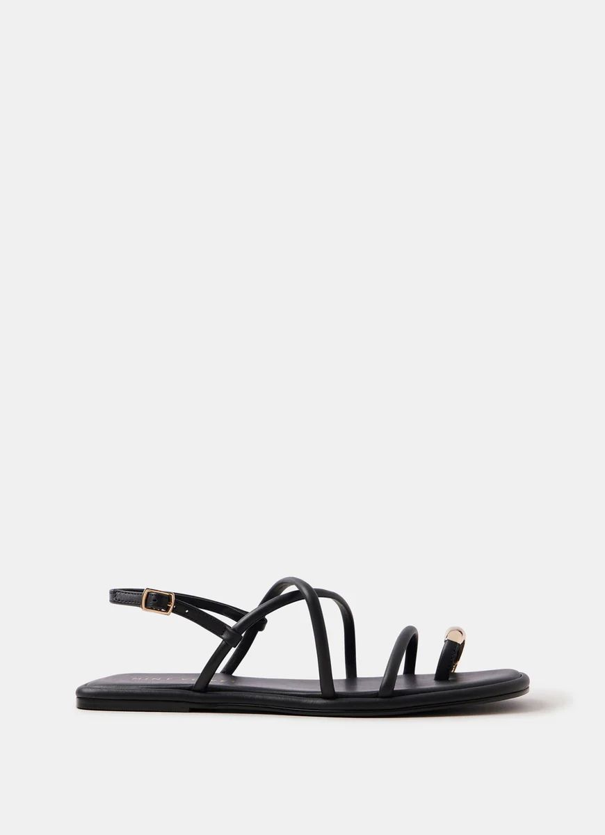 Black Leather Strappy Sandals | Mint Velvet