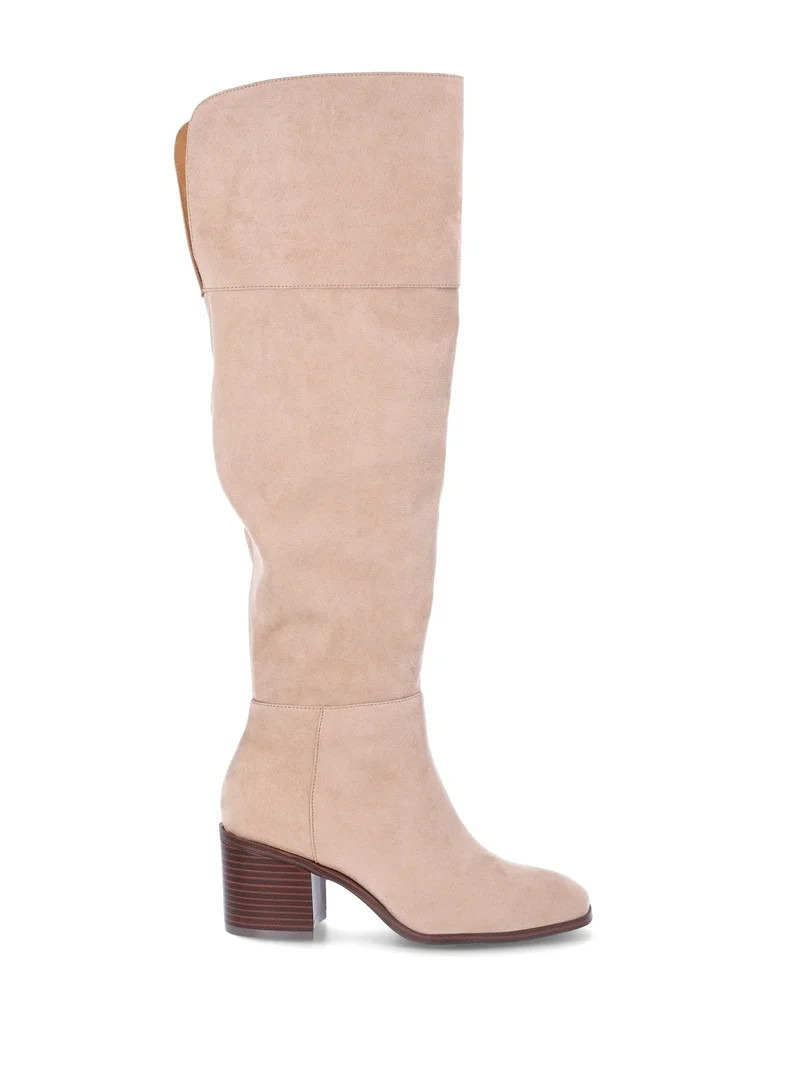 Time and Tru Women's Block Heel Over the Knee Boot, Wide Width Available | Walmart (US)