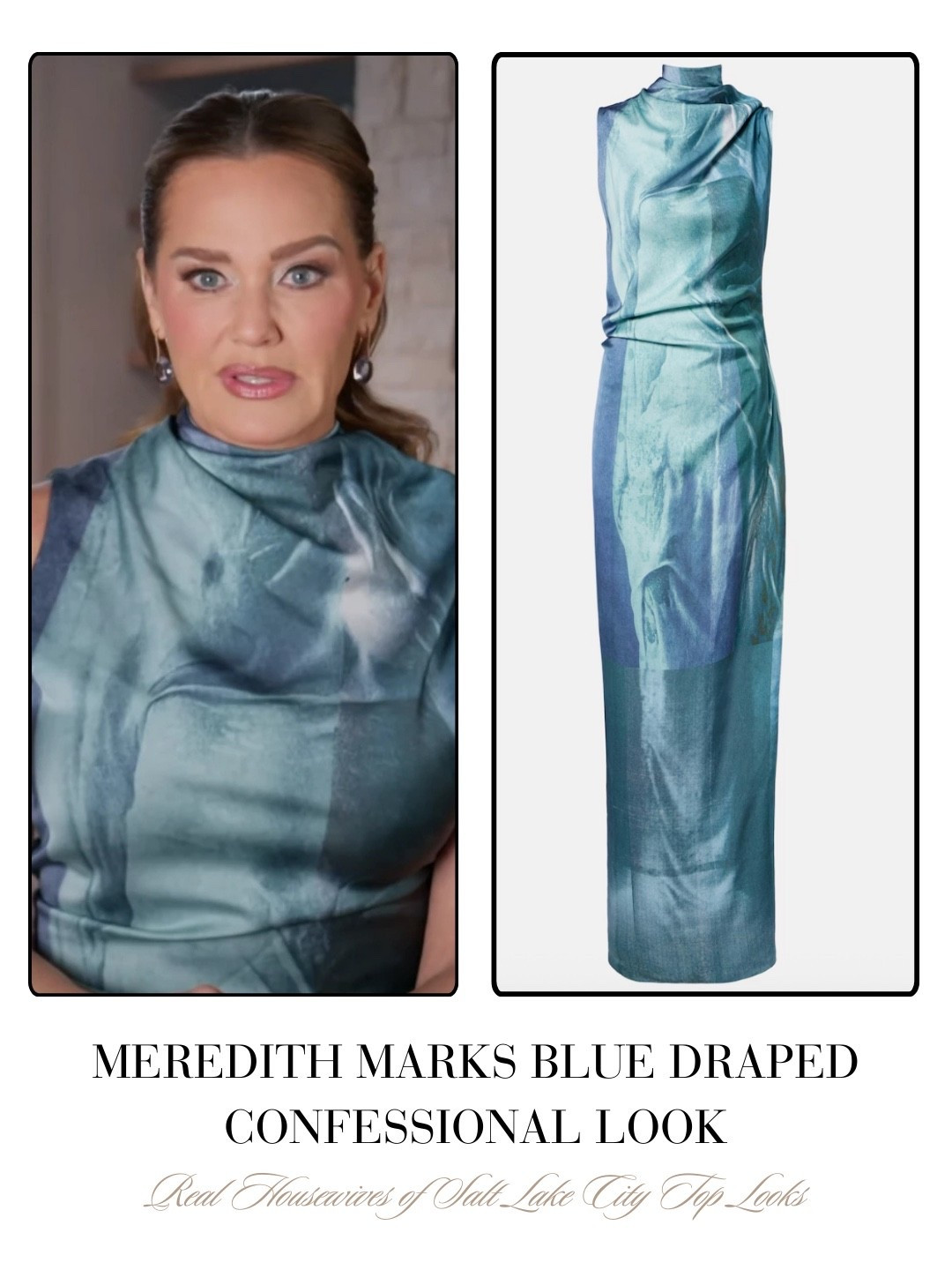 Meredith Mark’s Blue Draped Confessional Look 