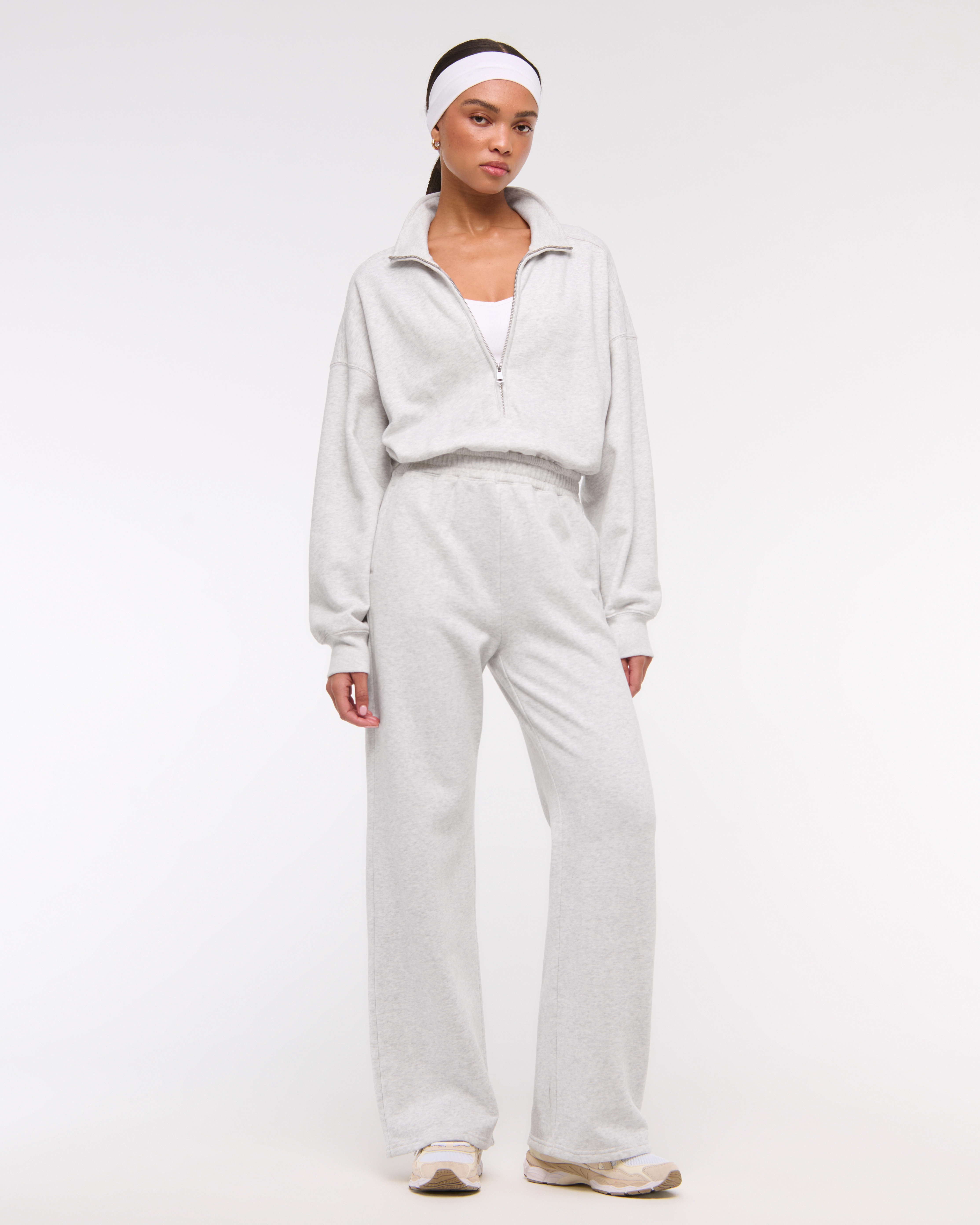 Long-Sleeve Half-Zip Fleece Jumpsuit | Abercrombie & Fitch (US)