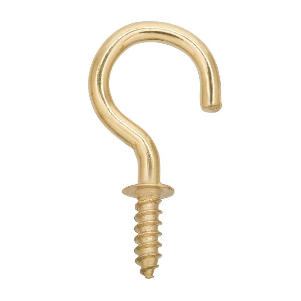 3 lb. x 5/8 in. Brass-Plated Cup Hook (100-Piece per Pack) | The Home Depot