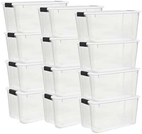 Sterilite 12-Pack Ultra Latching Box, Storage Bins with Lids, Clear Plastic, 70 Quart - Heavy-Dut... | Amazon (US)