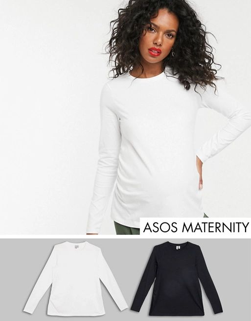 ASOS DESIGN Maternity ultimate organic cotton long sleeve crew neck t-shirt in 2 pack SAVE | ASOS (Global)