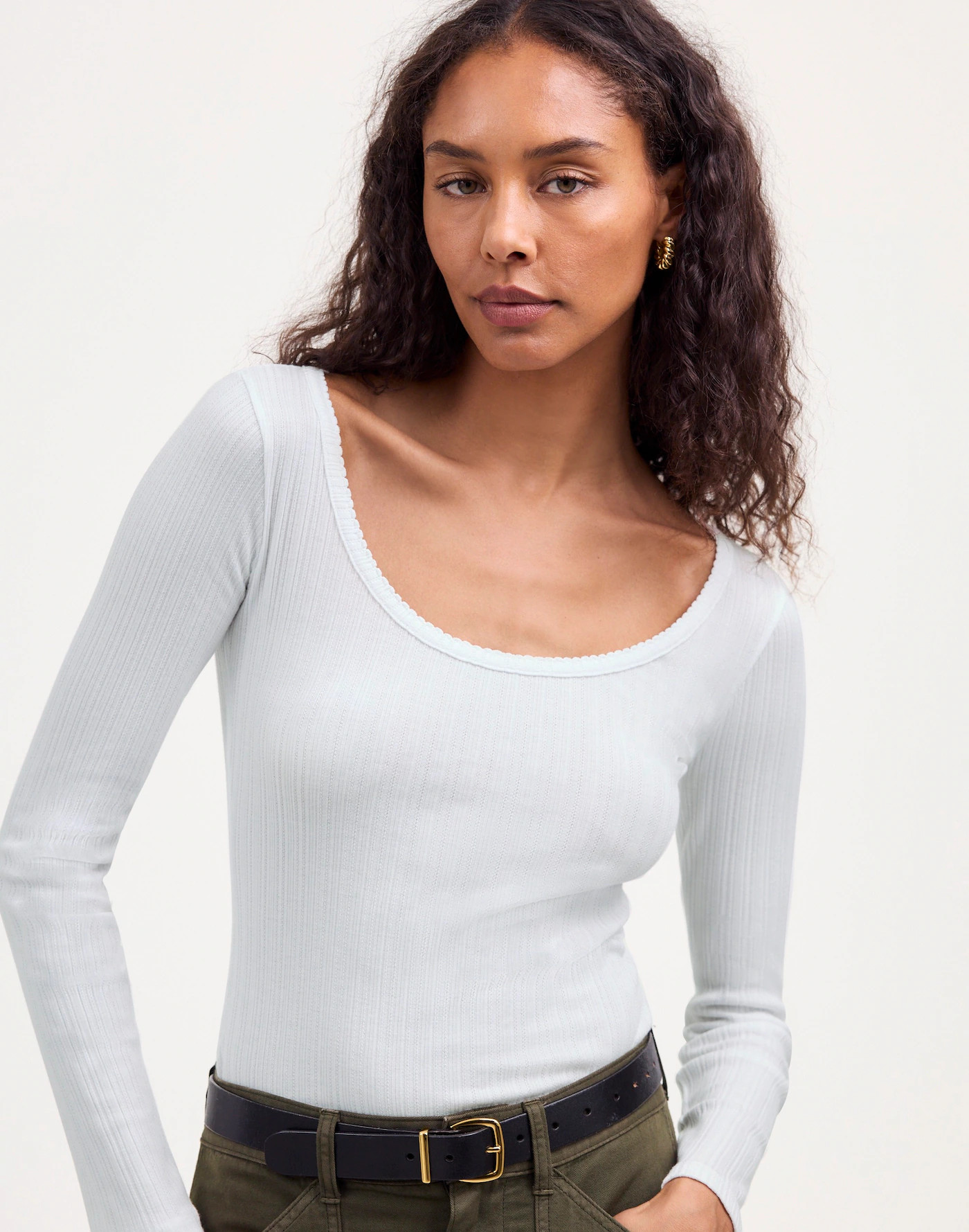 Pointelle Long-Sleeve Scoopneck Tee | Madewell | Madewell