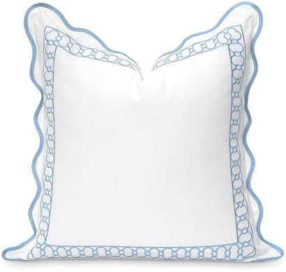 Hofdeco Premium Coastal Patio Indoor Outdoor Scalloped Throw Pillow Cover Only, 20"x20" Water Rep... | Amazon (US)