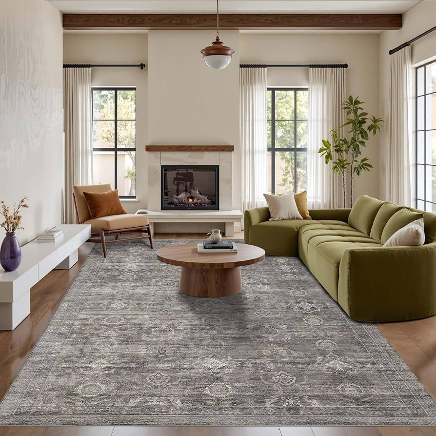 Rugxara 6x9 Area Rugs for Living Room Bedroom, Large Washable Rug, Grey Vintage Retro Boho Rug, N... | Amazon (US)