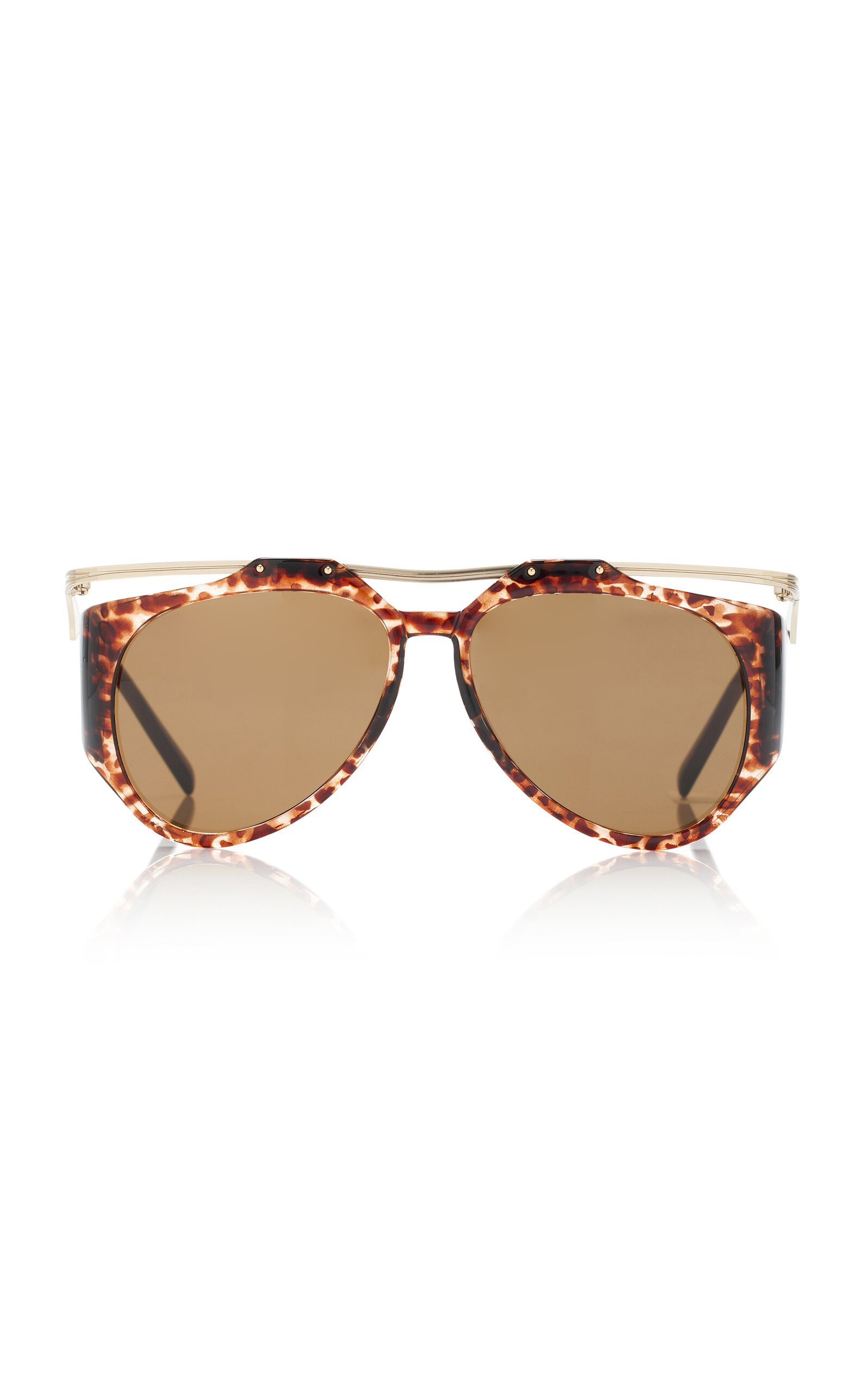 Saint Laurent - Amelia Aviator Metal Sunglasses - Brown - OS - Moda Operandi | Moda Operandi (Global)