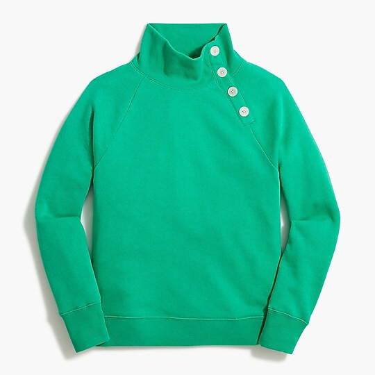 Wide button-collar pullover sweatshirt in cloudspun fleece | J.Crew Factory