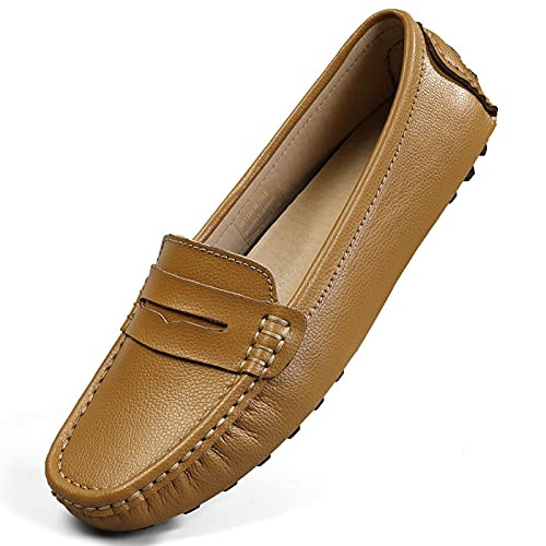 Artisure Women's Classic Handsewn Brown Genuine Leather Penny Loafers Driving Moccasins Casual Boat Shoes Slip On Fashion Office Comfort Flats 8.5 M US SKS-1221ZON085-1 | Amazon (US)