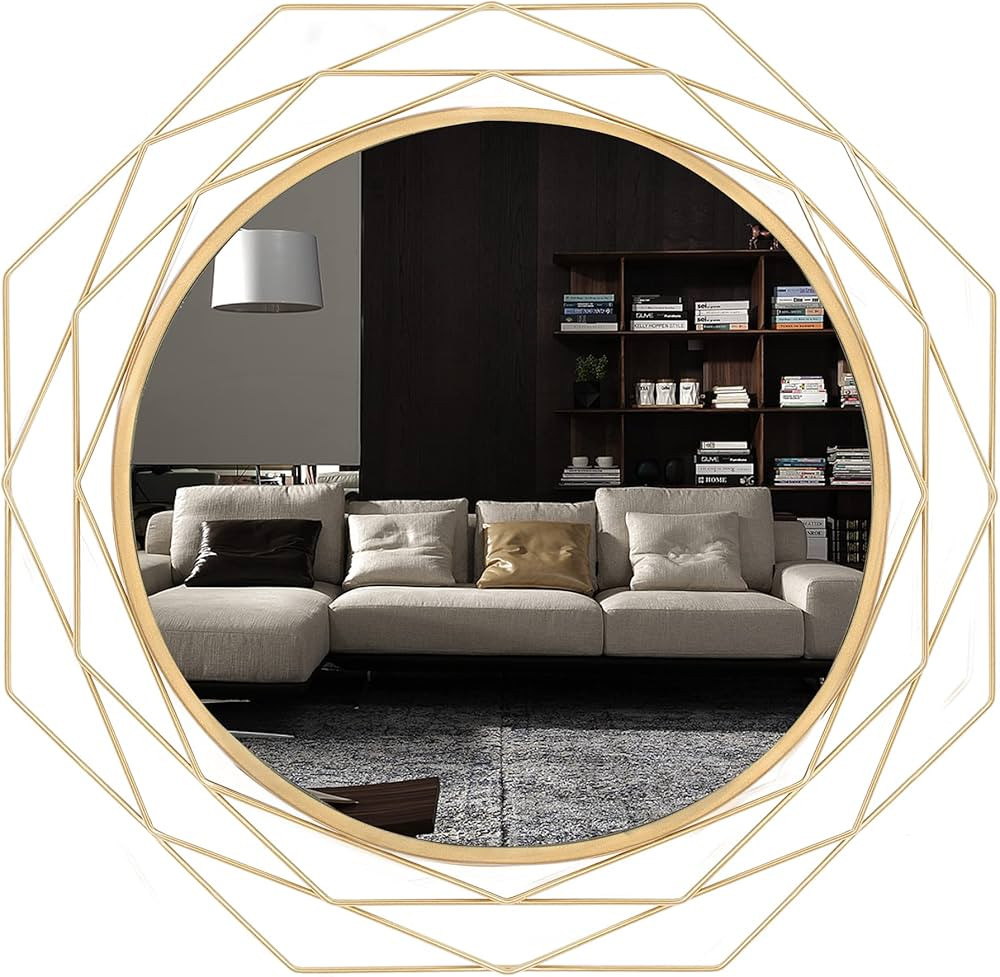 Circle Mirror Gold Round Mirrors - 24 inches Decorative Wall Mirrors for Living Room, Bedroom, Wa... | Amazon (US)
