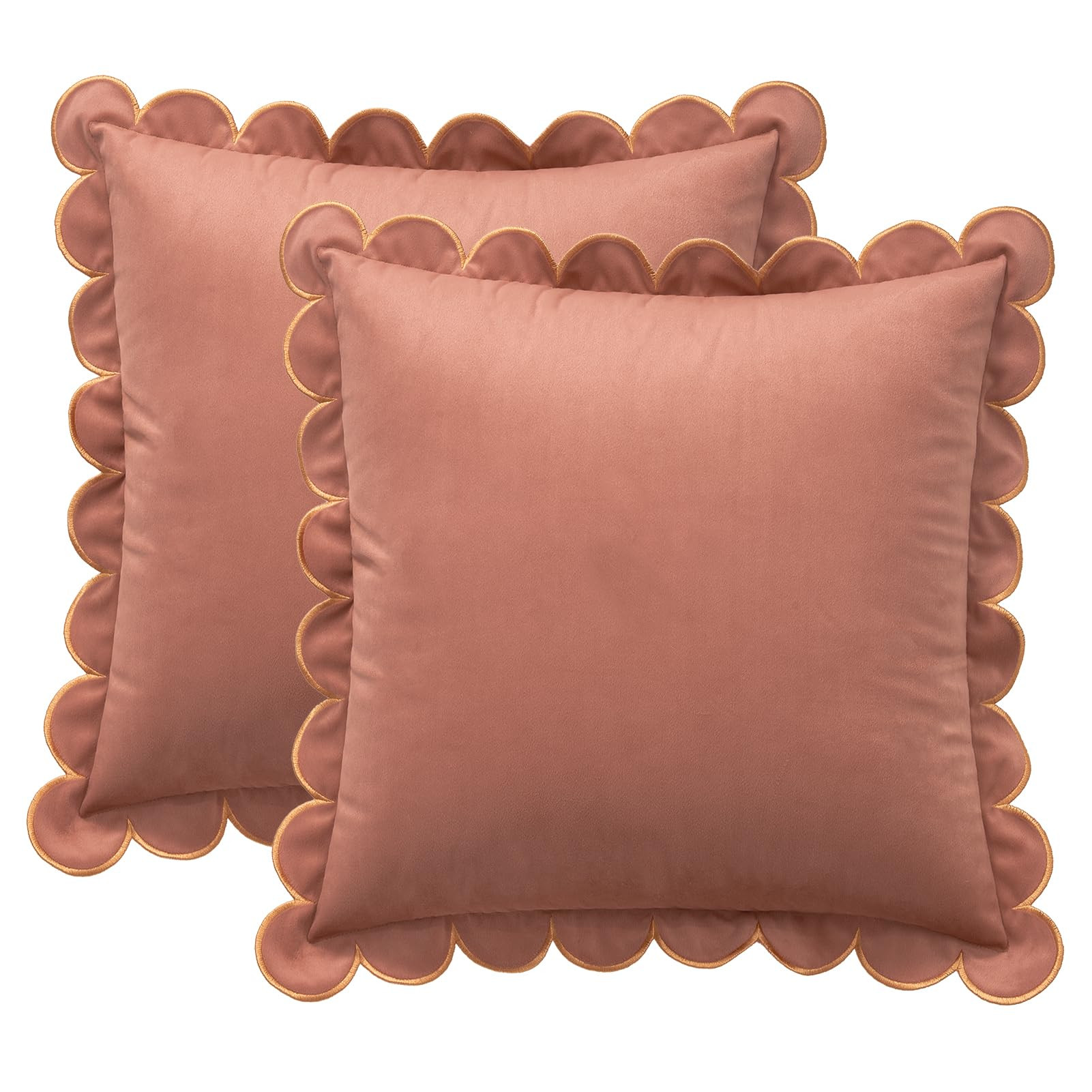 MONDAY MOOSE Decorative Throw Pillow Covers Cushion Cases, Set of 2 Soft Velvet Scalloped Round E... | Amazon (US)