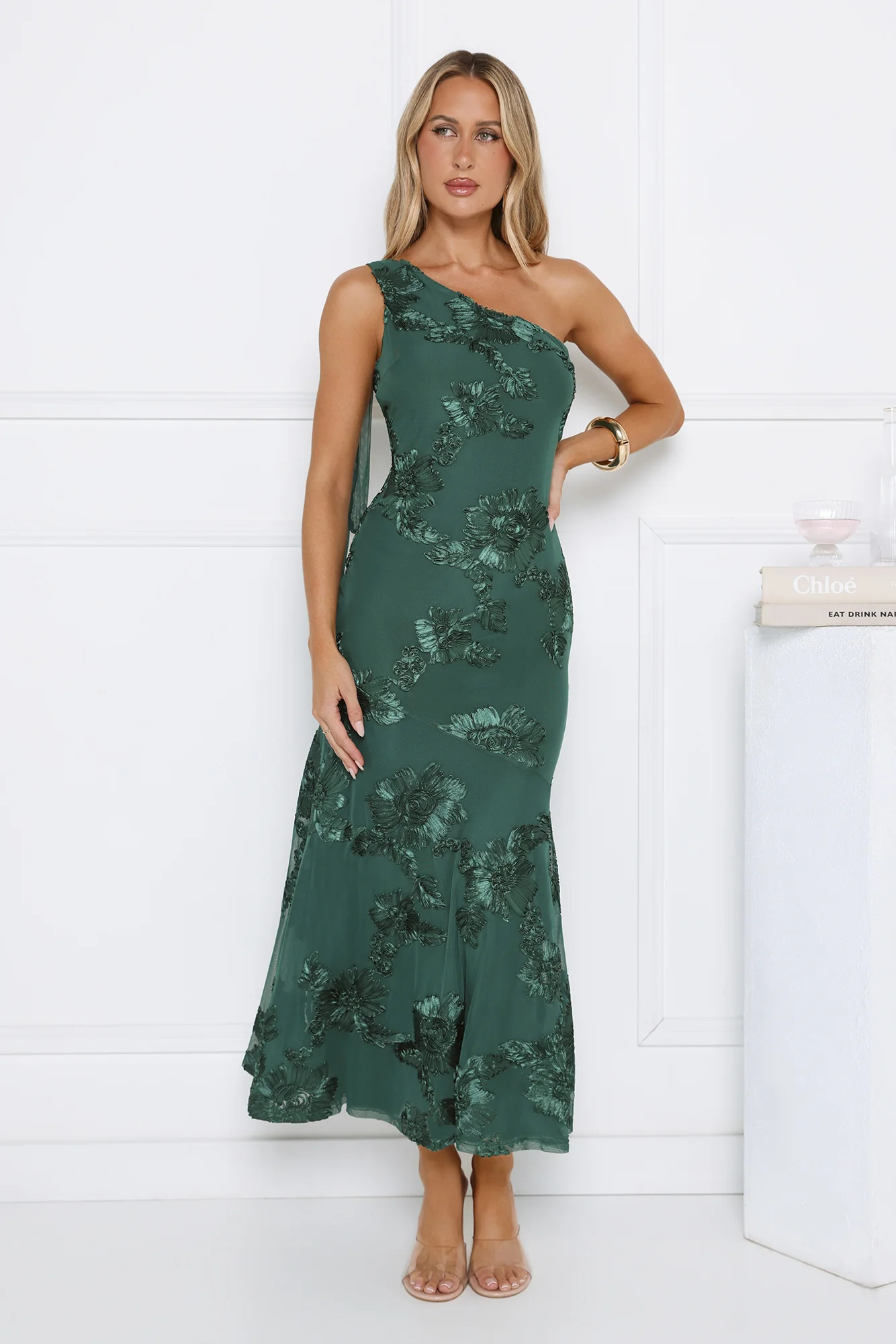 Tender Muse One Shoulder Maxi Dress Teal | Hello Molly (US)