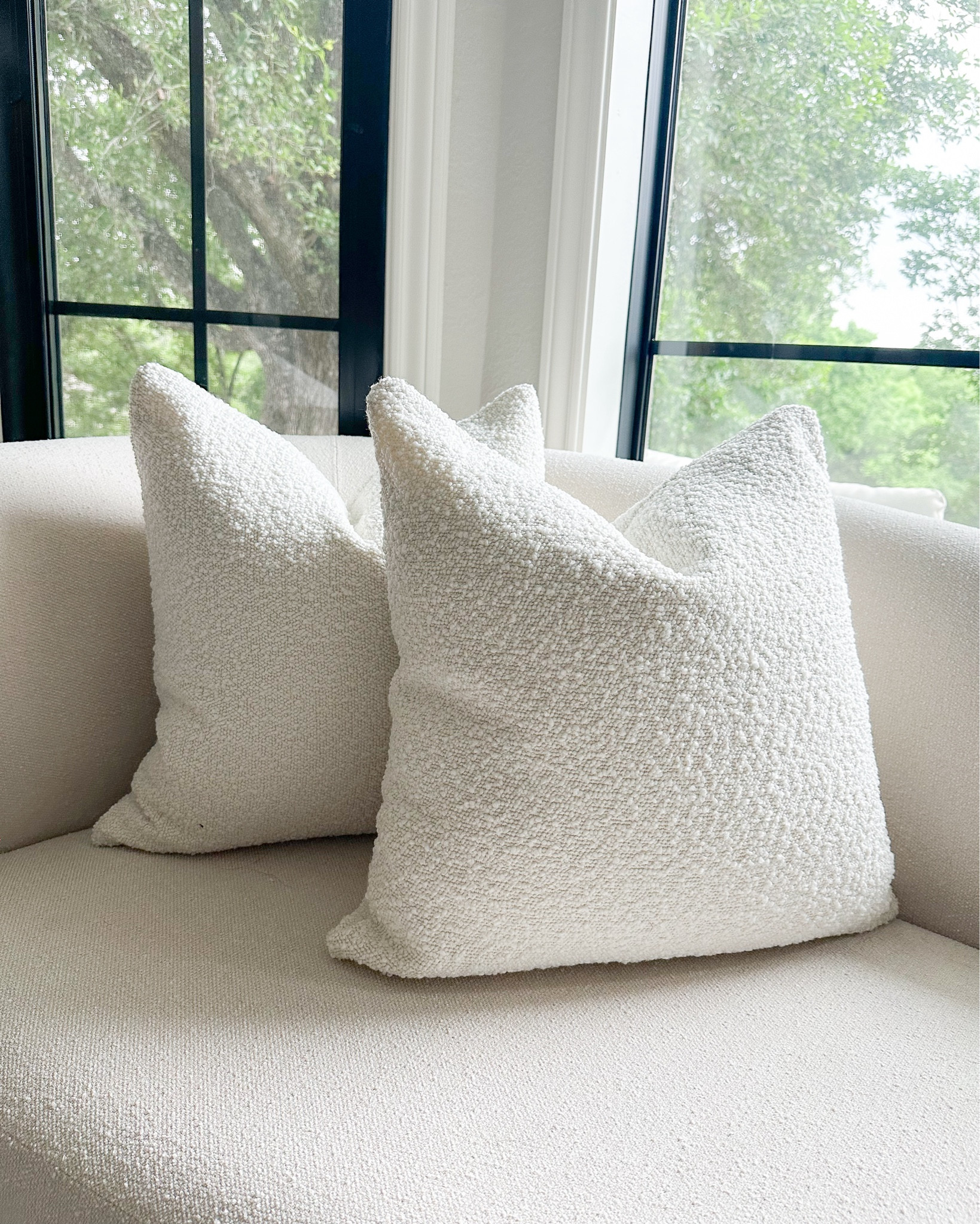 Amazon home find 🙌🏼 Beautiful quality bouclé pillow covers in 20”x20”! I sized up to the 22” inserts. 

#LTKstyletip #LTKfindsunder50 #LTKhome
