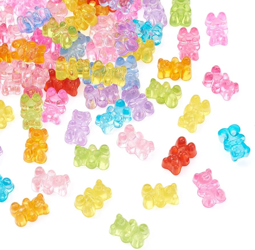 FASHEWELRY 200pcs Clear Acrylic Bear Beads Mixed Color Transparent Gummy Spacer Beads Mini Cute L... | Amazon (US)