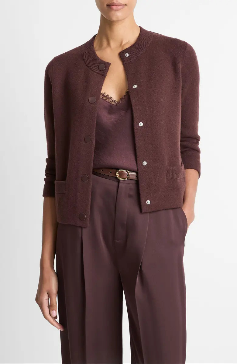 Shrunken Wool & Cashmere Snap Cardigan | Nordstrom