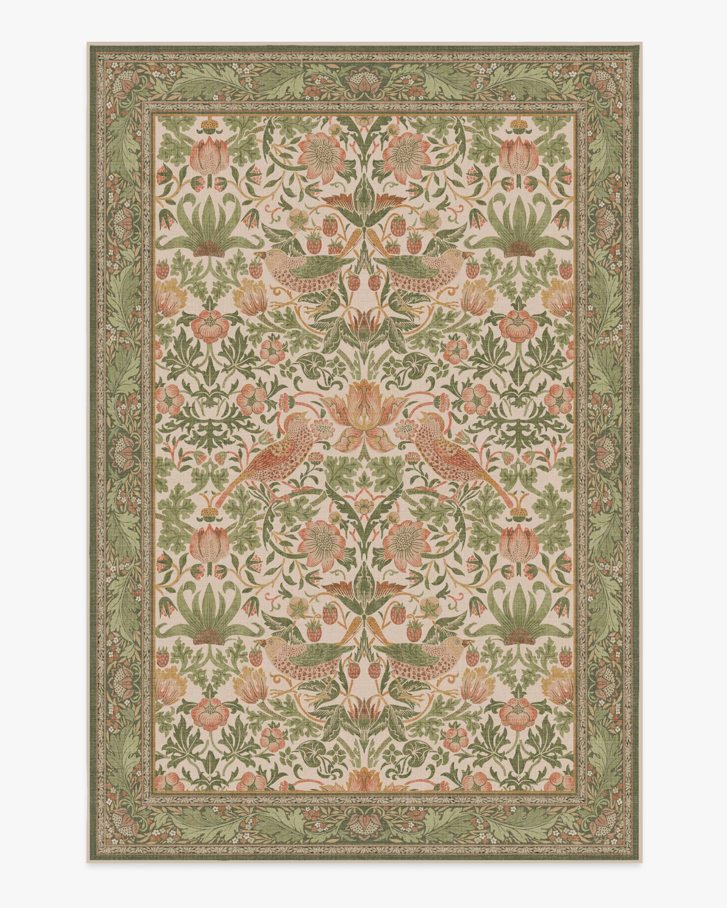 Morris & Co. Strawberry Thief Sage & Rose Rug | Ruggable