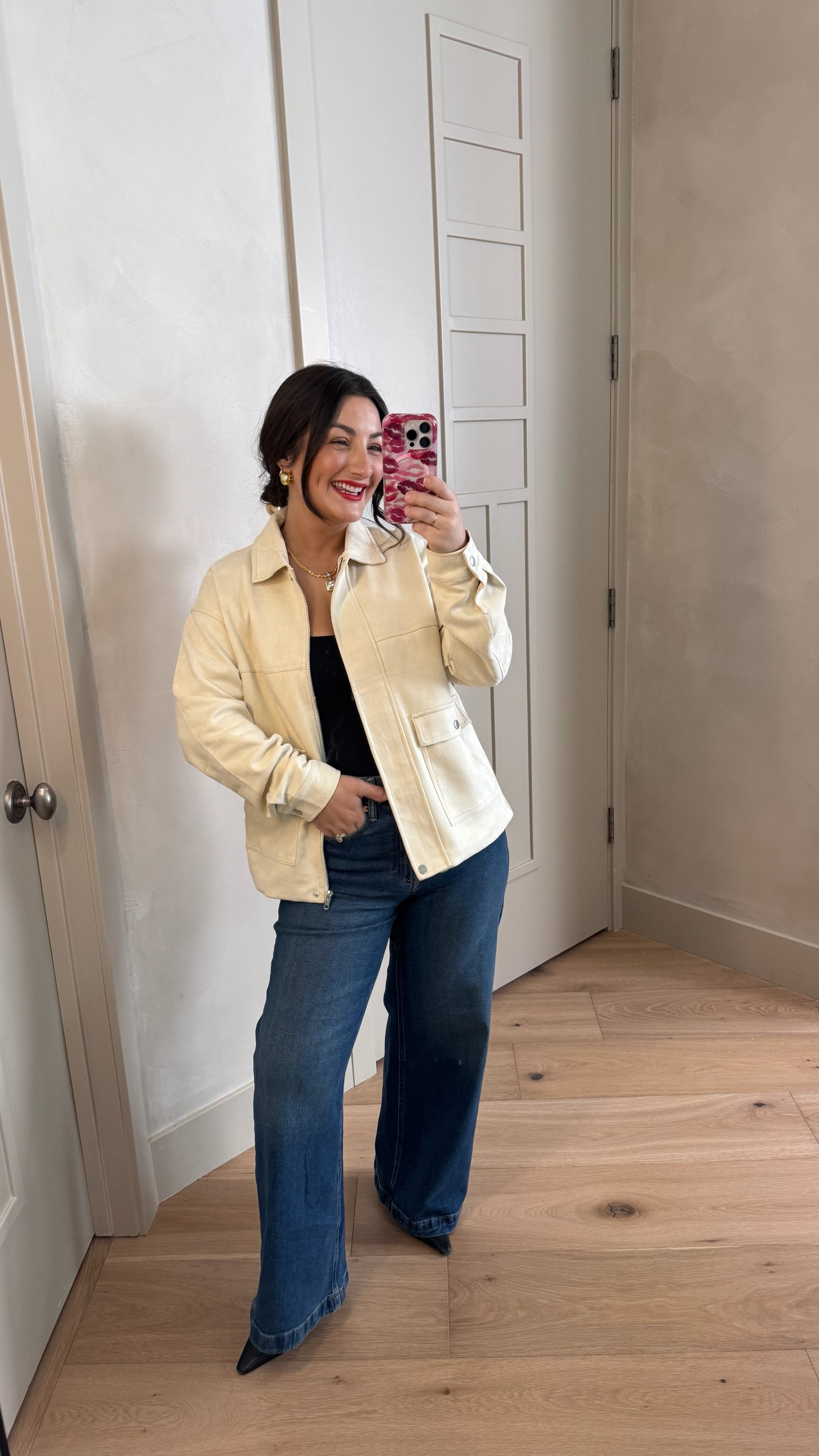 Suede jacket and black tank size small
Jeans size 27petite 

5'0" 140lbs
 Petite friendly

#LTKootd #LTKSaleAlert #LTKPetite