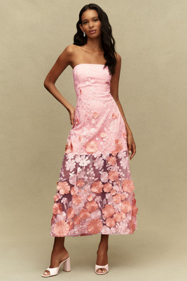 Endless Rose 3D Floral Strapless Maxi Dress | Anthropologie (US)