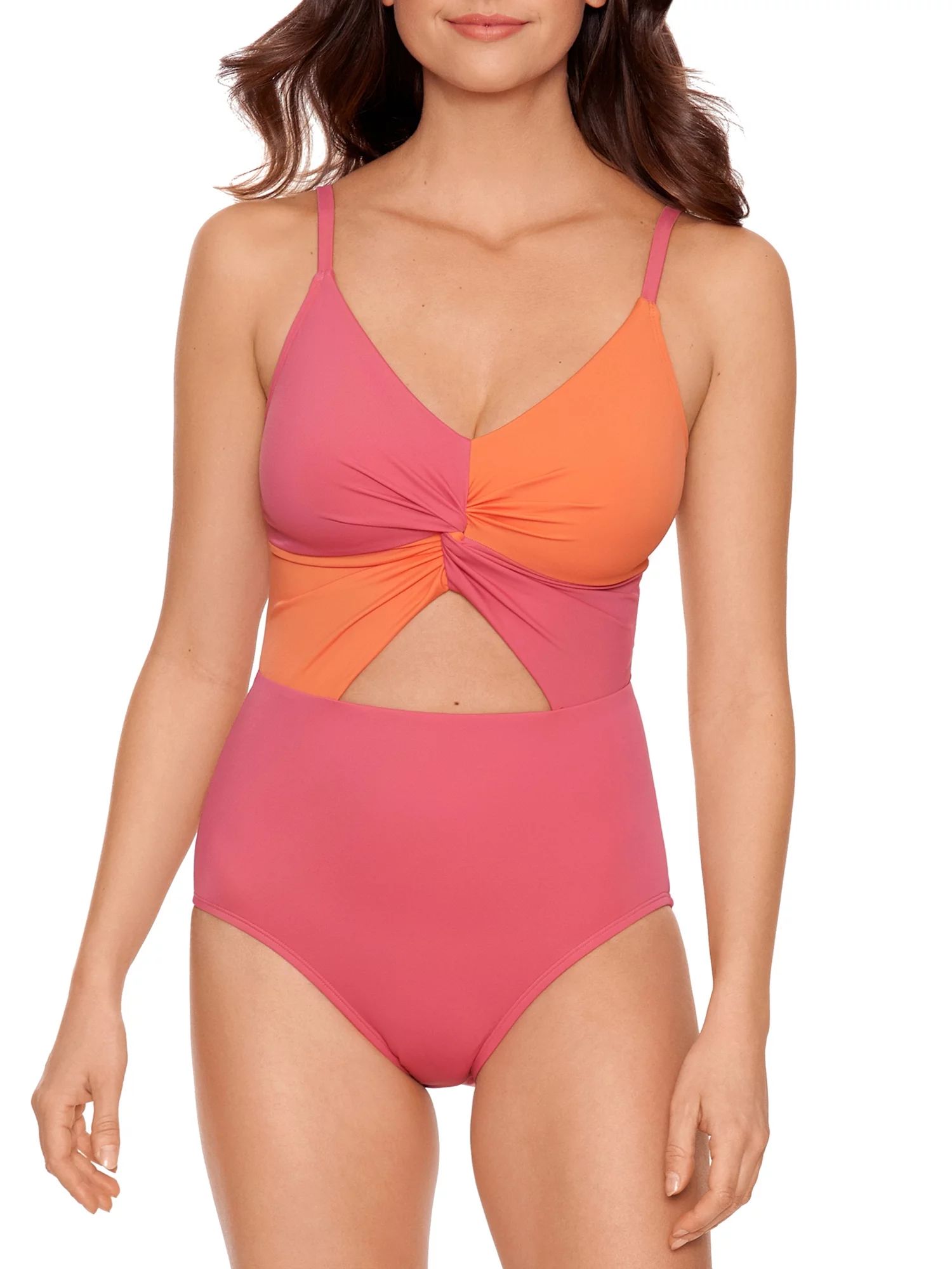 Time and Tru Women's and Women’s Plus Colorblocked One Piece Swimsuit - Walmart.com | Walmart (US)