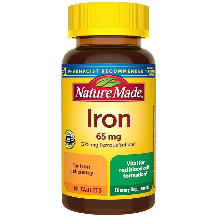 Nature Made Iron 65 mg (325 mg Ferrous Sulfate) Tablets, Dietary Supplement for Red Blood Cell Su... | Amazon (US)