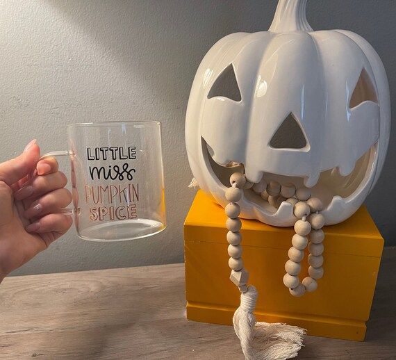 Pumpkin Spice/ Little Miss/ Spooky Glass Cup/ Glass Mug/ Glass Coffee Mug/ Glass Cup/ Coffee Cup/... | Etsy (US)