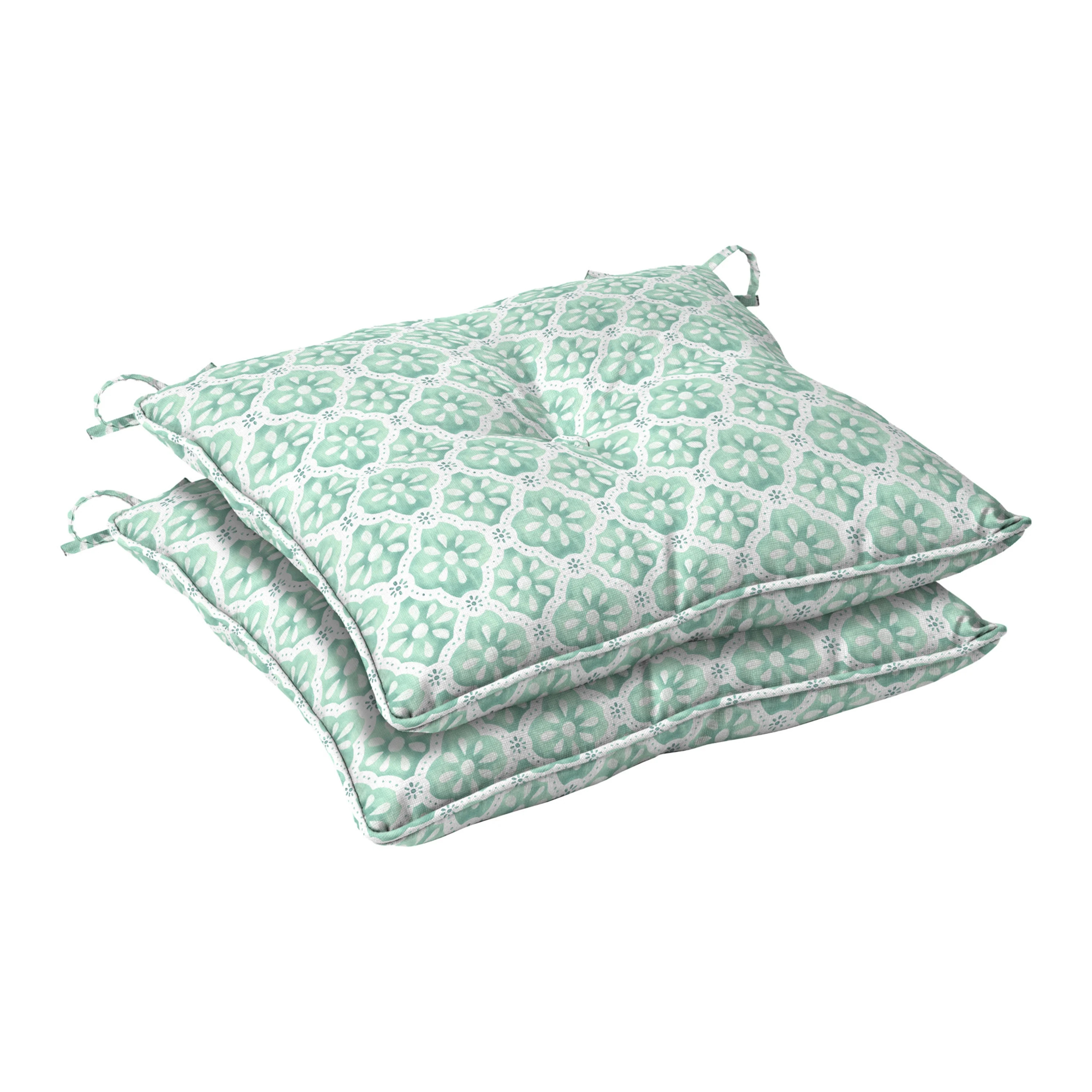 The Pioneer Woman 18" x 19" Green Washy Trellis Outdoor Seat Pad, 2 Pack | Walmart (US)