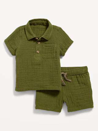 Unisex Textured Double-Weave Shirt & Shorts Set for Baby | Old Navy (US)