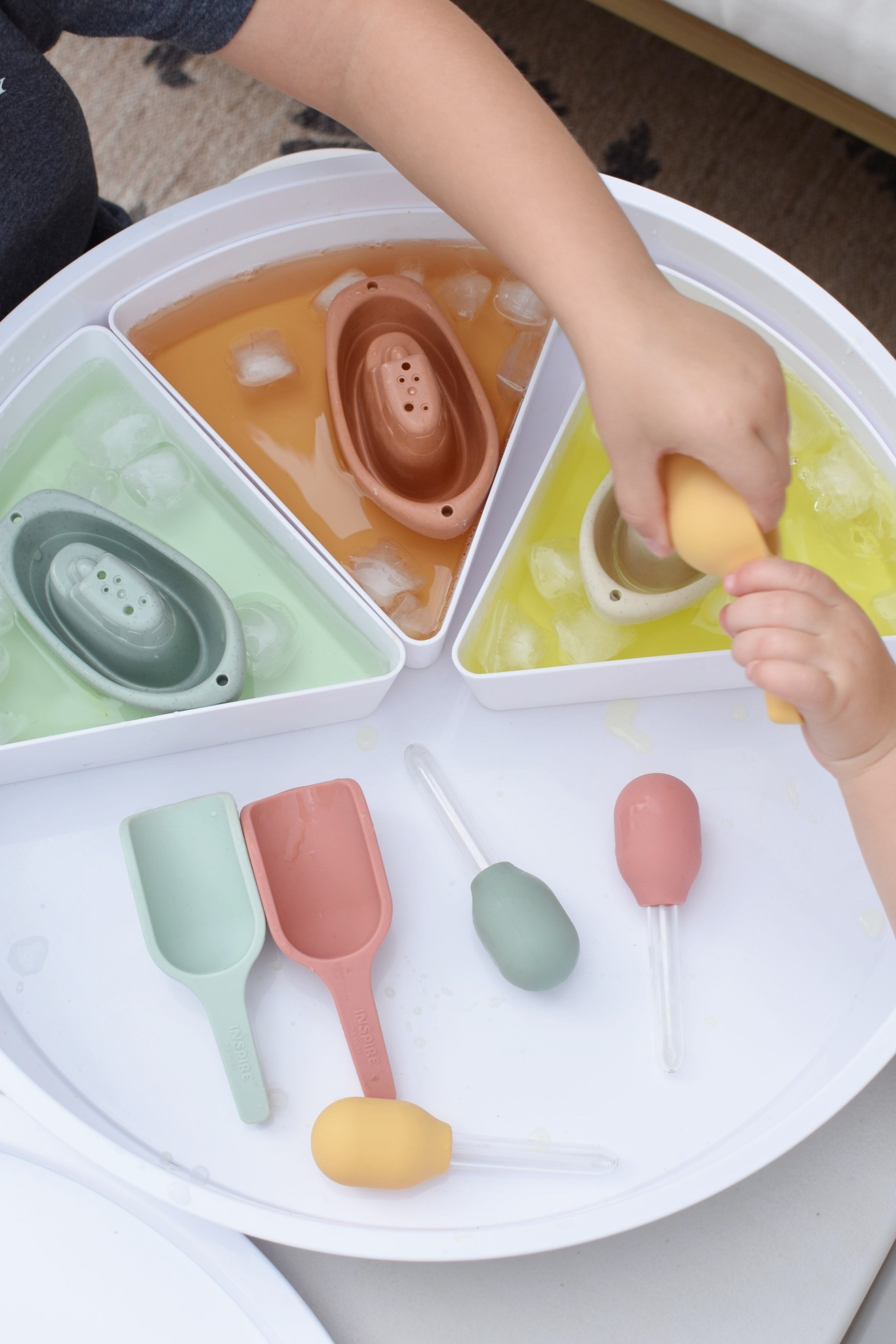 Sensory play is one of our favorite activities. I love how there is no guidance or instruction, just set it down and let your kiddos explore!

Today’s activity was just off the top of my head — dyed water with ice cubes. I provided scoops, droppers, & boats. They enjoyed playing together for a half hour and this helped them stay cool!

Any plastic container would do, but I used out Inspire My Play play tray from Amazon. 

#LTKSeasonal #LTKHome #LTKKids
