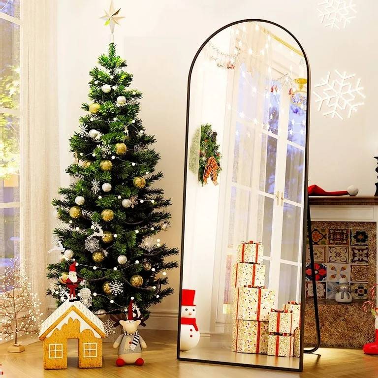 BEAUTYPEAK Arched Full Length Floor Mirror 64"x21.1" Full Body Standing Mirror,Black - Walmart.co... | Walmart (US)