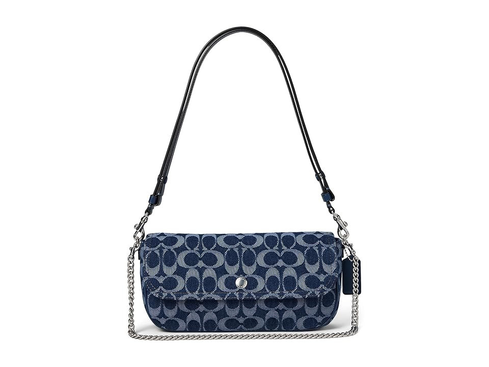 COACH Brook Flap Chain Bag In Signature Denim Cross Body Women's Handbags Deep Blue, Leather/Textile | Zappos