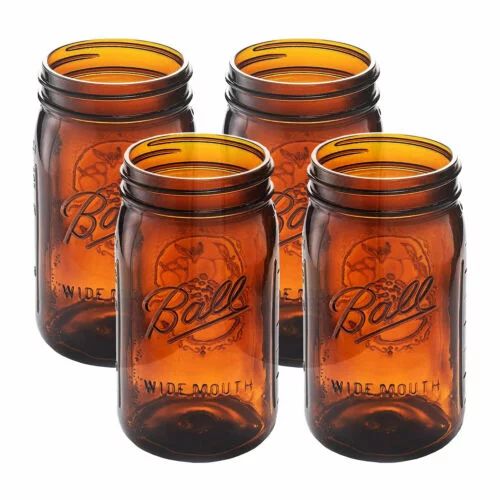 Ball Collection Elite Quart Wide Mouth Amber Canning Jar, Bulk, 4 Jars | Walmart (US)