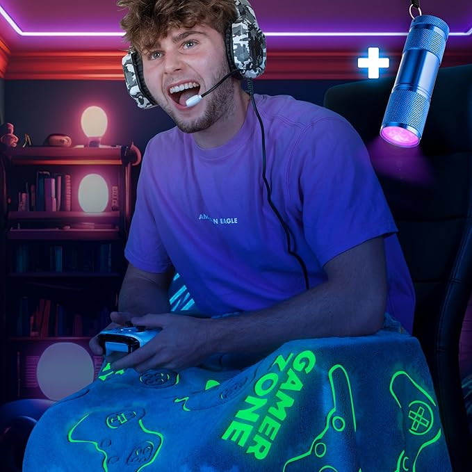 Glow in The Dark Blanket - Gaming Blanket, Big Size: 60 x 80 inch Soft Throw Blanket, Gamer Gifts... | Amazon (US)