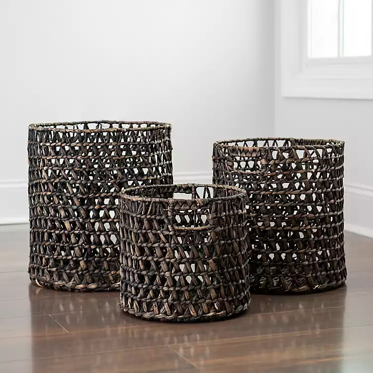 Brown Woven Water Hyacinth Baskets, Set of 3 | Kirkland's Home