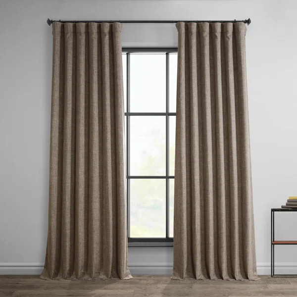 Faux Linen Textured Room Darkening Curtains for Bedroom & Living Room Curtains - Single Panel dra... | Wayfair North America