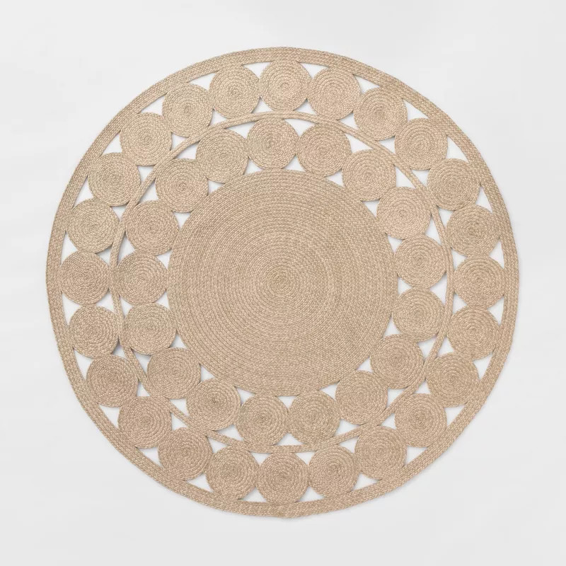 Round Ornate Braided Outdoor Rug Neutral - Opalhouse™ | Target