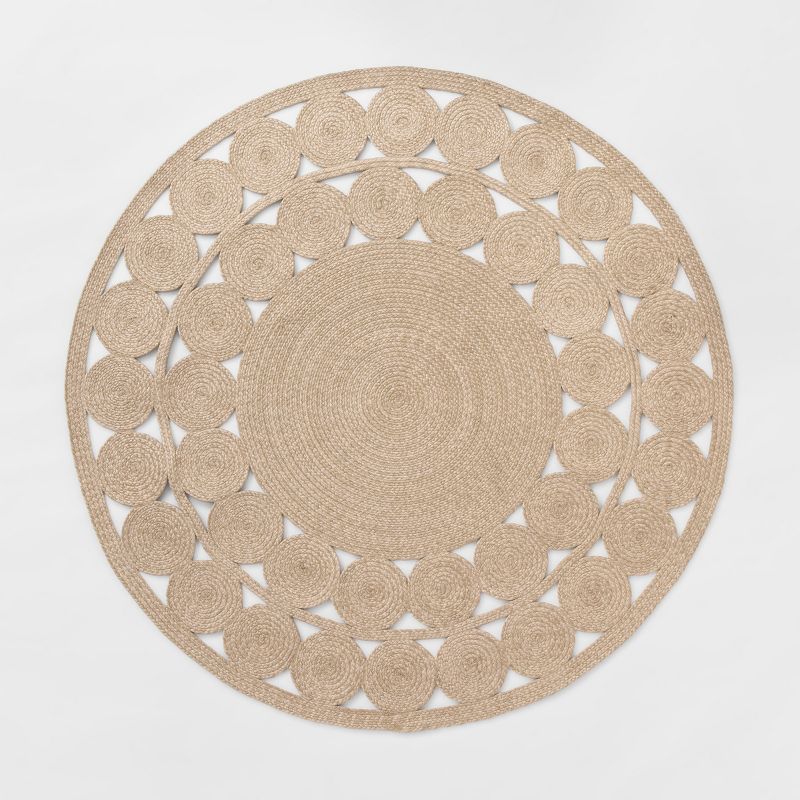 Round Ornate Braided Outdoor Rug Neutral - Opalhouse™ | Target